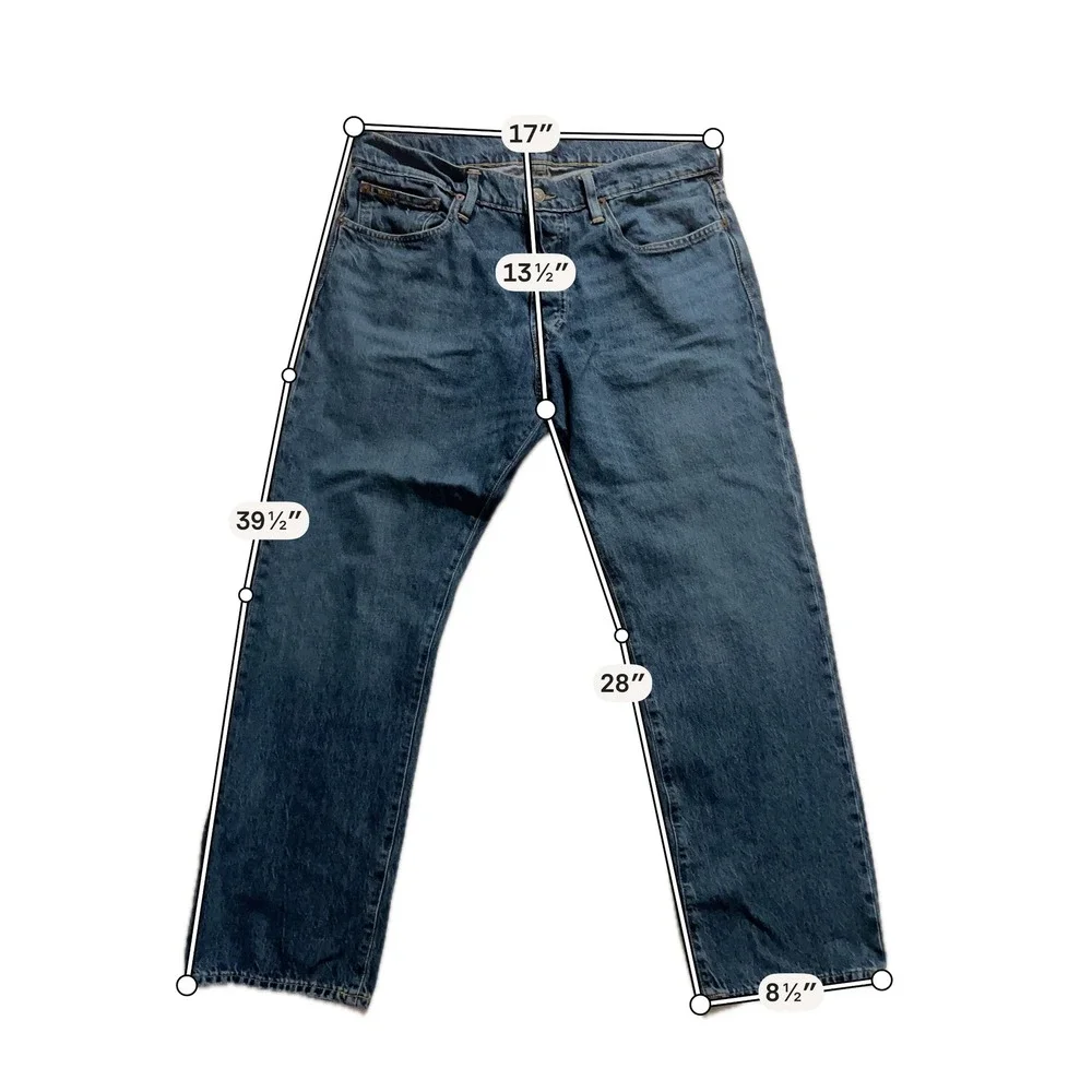 Polo Ralph Lauren Classic Fit Mens Blue Denim Button Fly Jeans 33x30